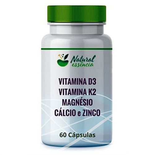 Cálcio + Magnésio + Zinco + VitK2 + Vit D3 60 cápsulas